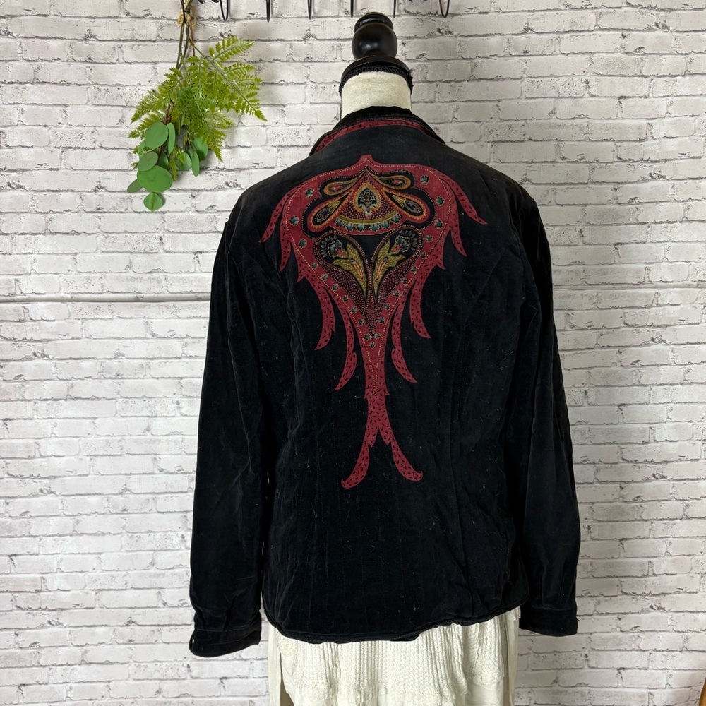 Vintage Black and Maroon Broody Paisley Smoking Jacket - Picture 2 of 2